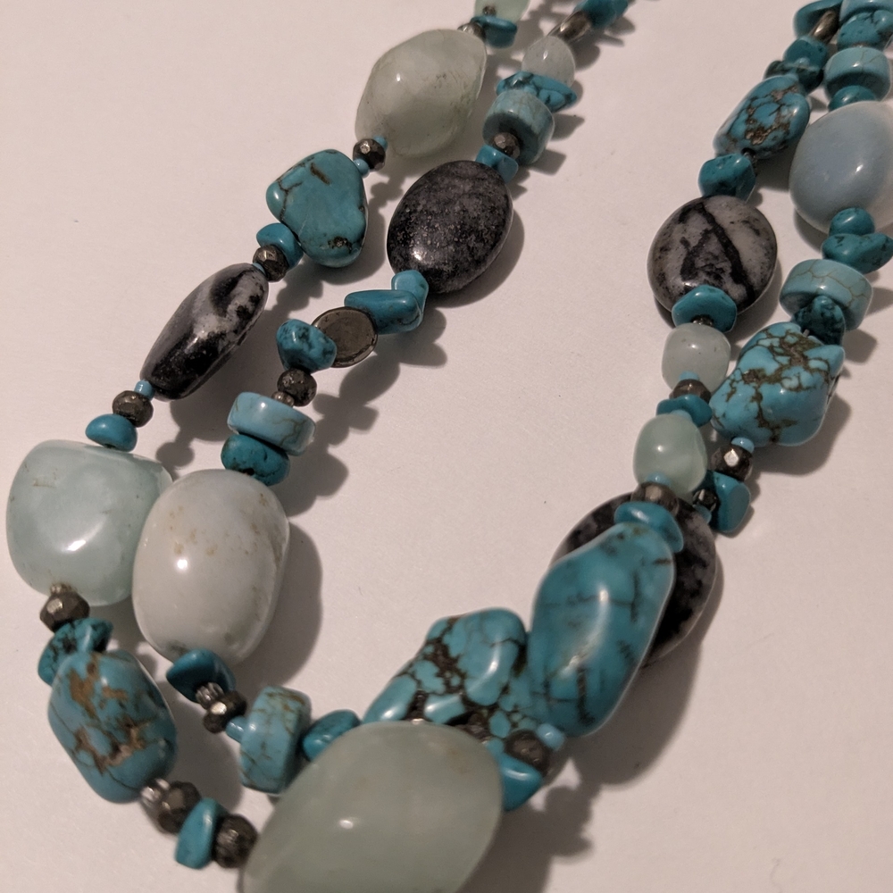 Turquoise and Black Beaded Necklace
